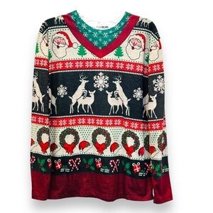 Faux Real Ugly Christmas Deer Tee Long Sleeve Mens Small Funny Erotic Holiday